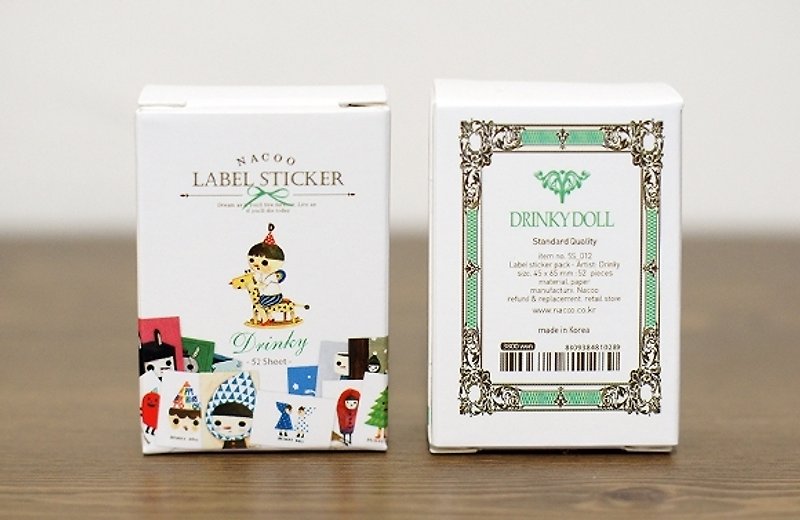 韓國【Nacoo】 Label Sticker Pack -Drinky Doll 玩偶 標籤貼紙〔預購〕 - Stickers - Paper Multicolor