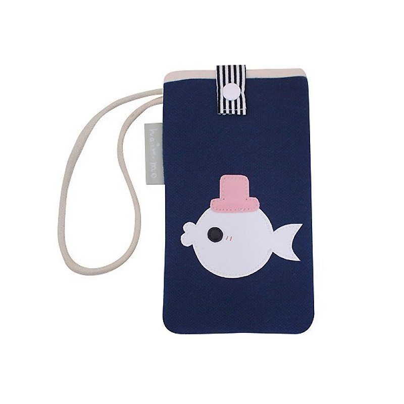 hairmo. Kiss the fish mobile phone bag (dark blue) - เคส/ซองมือถือ - วัสดุอื่นๆ สีน้ำเงิน