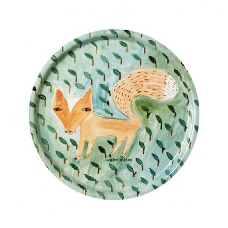 FOX IN THE LEAVES limited edition hand-painted plate | WOOW COLLECTION - จานเล็ก - พลาสติก 