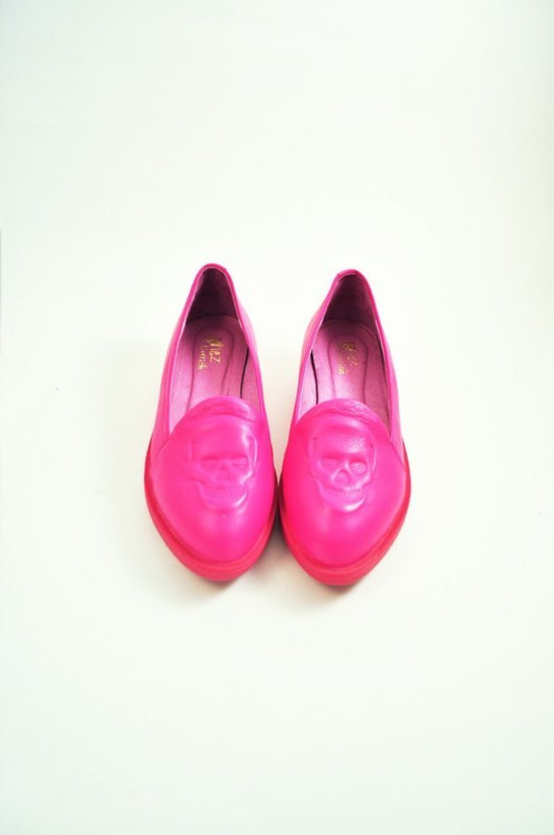 神鬼奇航．骷顱頭拔尖兒平底 - Women's Casual Shoes - Genuine Leather Pink