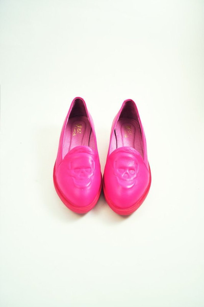 神鬼奇航．骷顱頭拔尖兒平底 - Women's Casual Shoes - Genuine Leather Pink