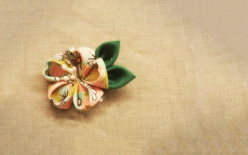 sunflowercorsage 手作粉色和風絲帶花髮飾 (髮夾/髮圈/胸針)