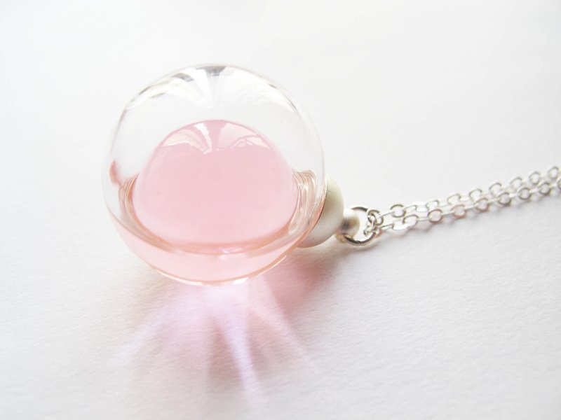 * Rosy Garden * Pink Jelly crystal ball Necklace