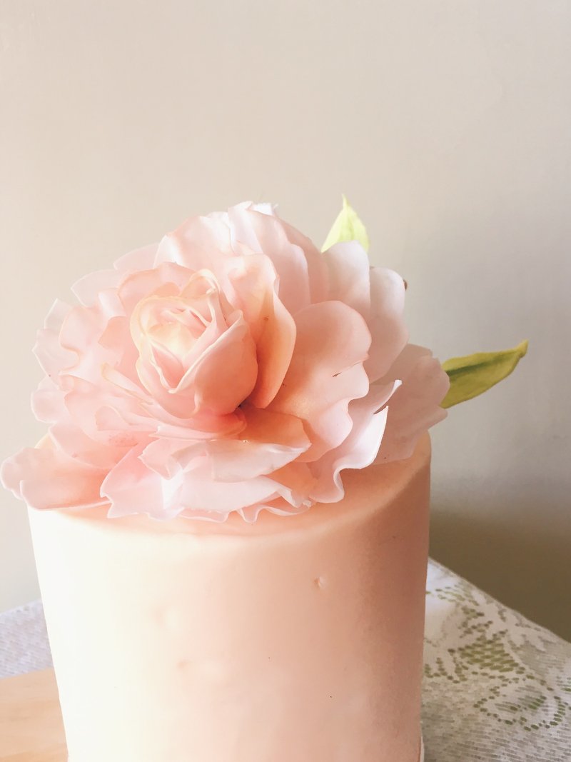 [暖陽] 粉嫩金大牡丹 糖花裝飾 巧克力蛋糕 - 鹹批/甜批 - 新鮮食材 
