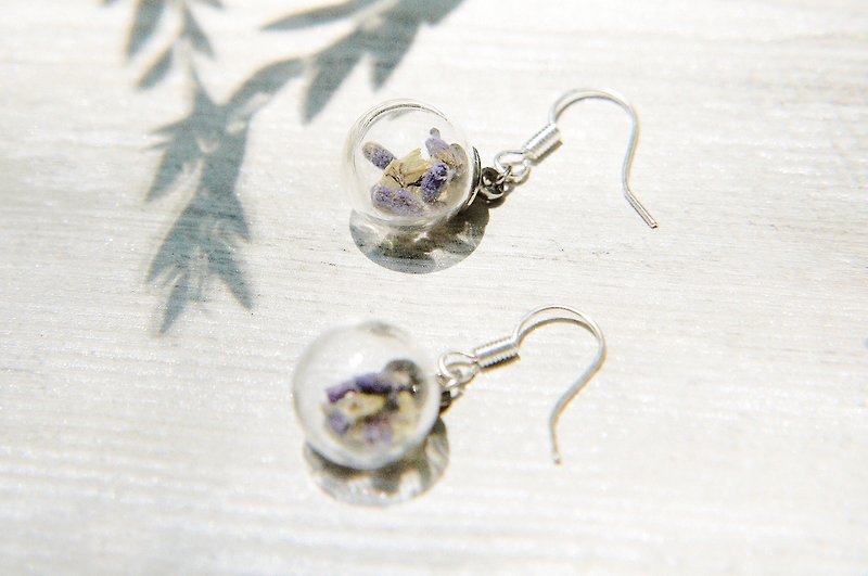 Glass Earrings & Clip-ons Purple - / Forest Series / Original Glass Ball Earrings-Lavender + Crystal Grass Forest (Clip-on can be changed)