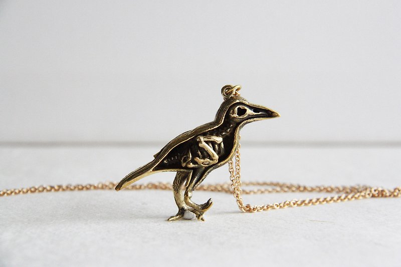 骷髏鳥項鍊 - 項鍊 - 其他金屬 金色