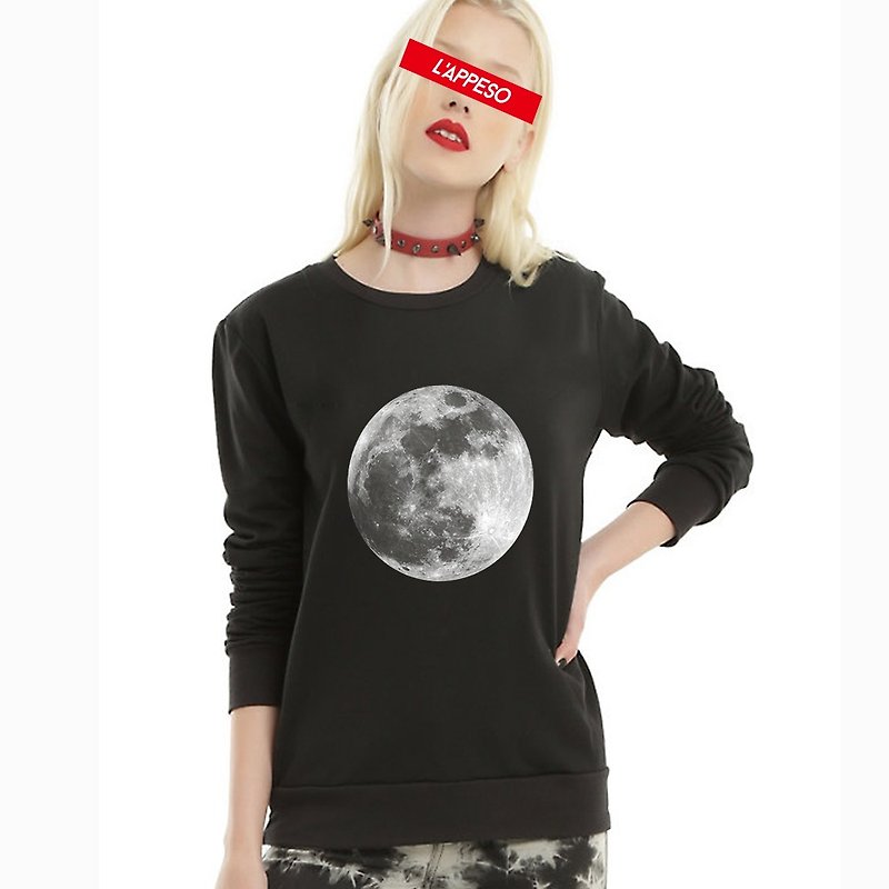 Secret Lunar 神秘月球 美國棉大學T - 男 T 恤 - 棉．麻 黑色