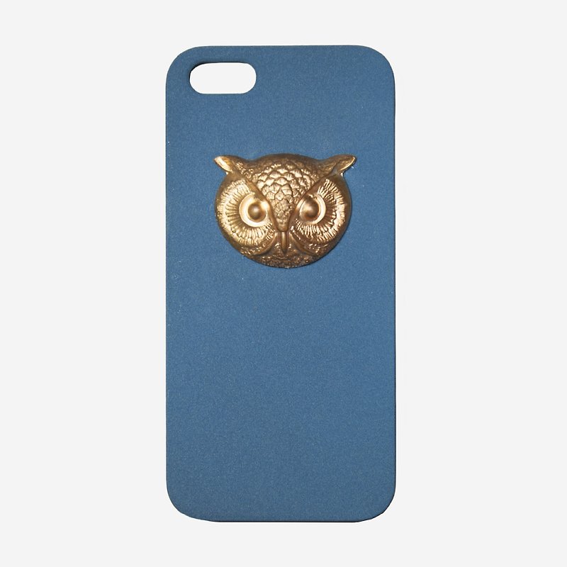 [Indigo] 復古黃銅貓頭鷹 iPhone5/5s手機殼 - 手機殼/手機套 - 塑膠 藍色