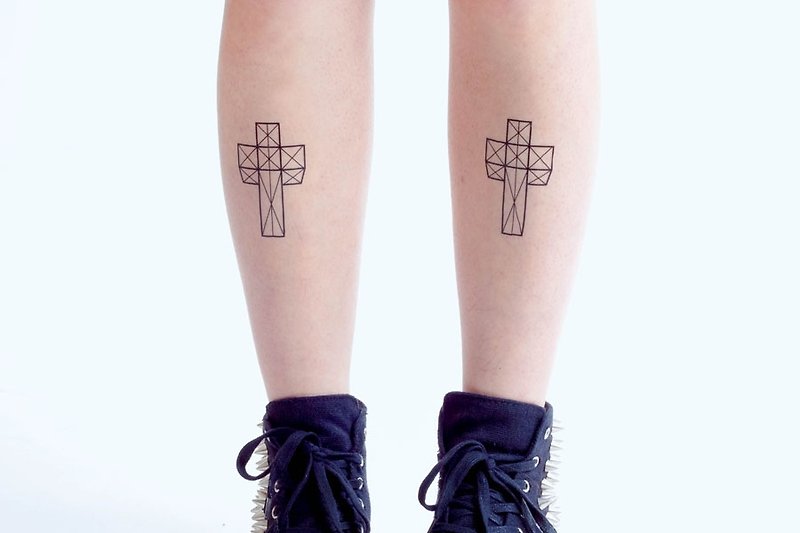 Surprise Tattoos / Symbol cross 十字符號 刺青 紋身貼紙 - 紋身貼紙 - 紙 黑色