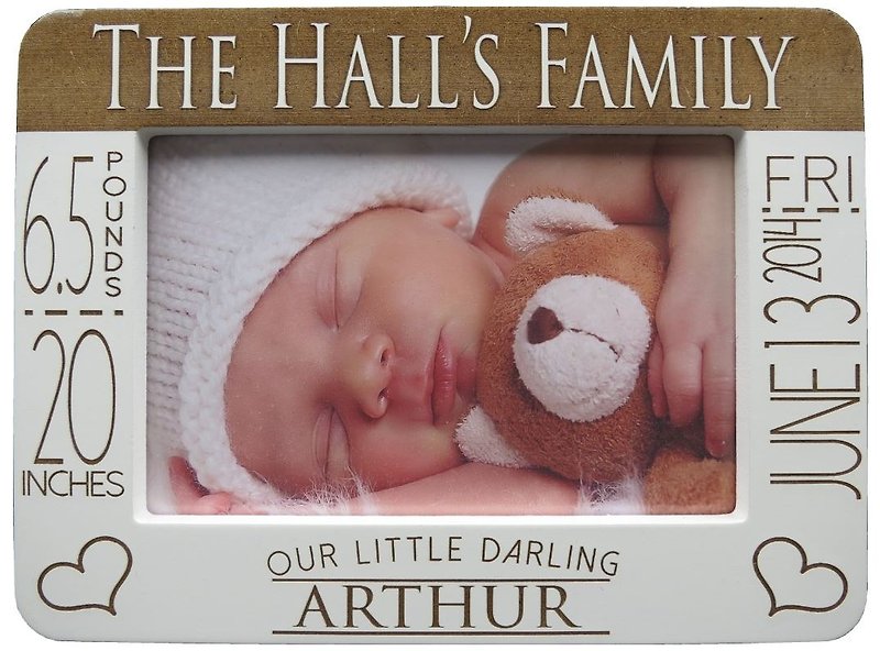 Custom carved wooden photo frame (4R photo) – BB is born!! Theme x Personalization - Picture Frames - Wood White