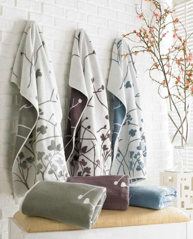 Cherry blossom cotton hand towel small towel HAND TOWEL - ผ้าขนหนู - ผ้าฝ้าย/ผ้าลินิน สีเทา