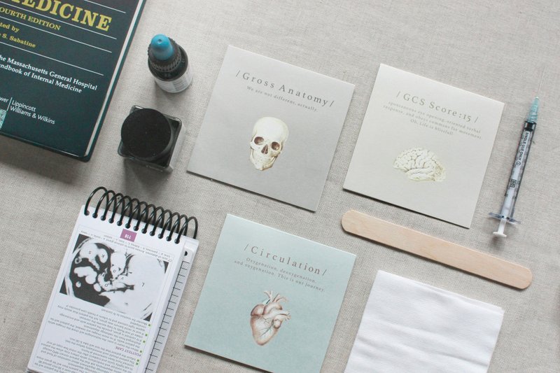 Philosophy series skull/brain/heart illustration three card deck - Cards & Postcards - Paper Gray