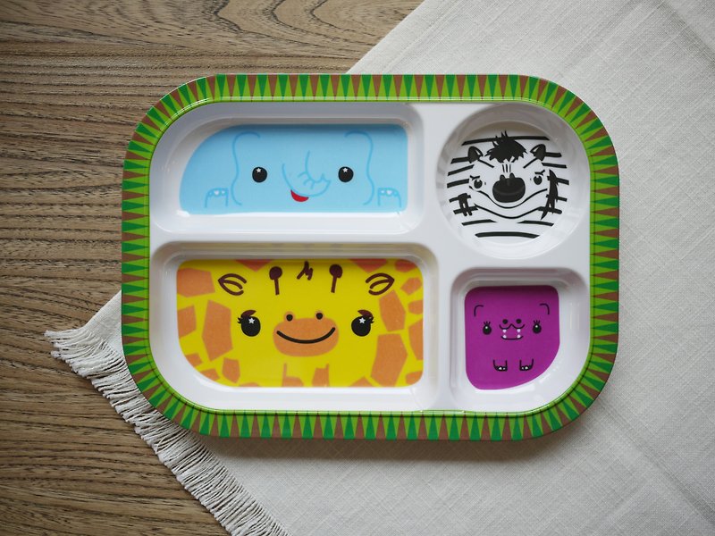 mixmania african grassland good friend children's four-grid buffet plate zoo - Small Plates & Saucers - Other Materials Multicolor