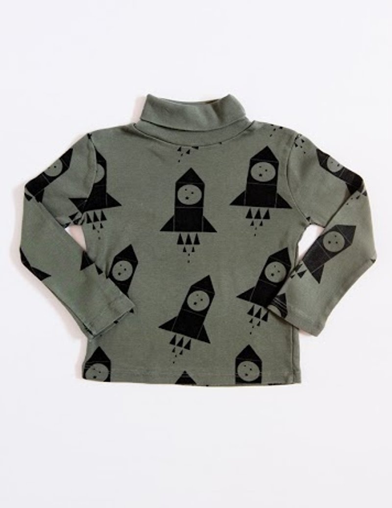 Green full-size lift-off rocket thick cotton turtleneck top - Other - Other Materials Green