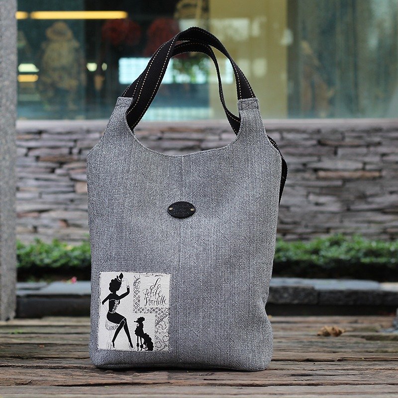 Coral Rock gray fashion side / rear two packs - exclusive hand-made hand-finished - กระเป๋าแมสเซนเจอร์ - วัสดุอื่นๆ สีเทา