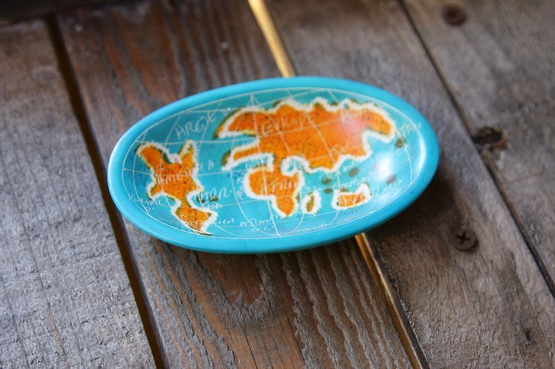肥皂石小碟  世界地圖 - ของวางตกแต่ง - เครื่องเพชรพลอย สีน้ำเงิน