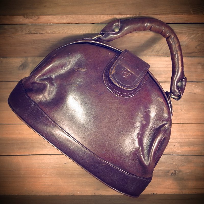 [ 老骨頭 ] 早期 咖啡色 真皮 手提醫生包 絕版真品 古董包 Vintage - Handbags & Totes - Genuine Leather Brown