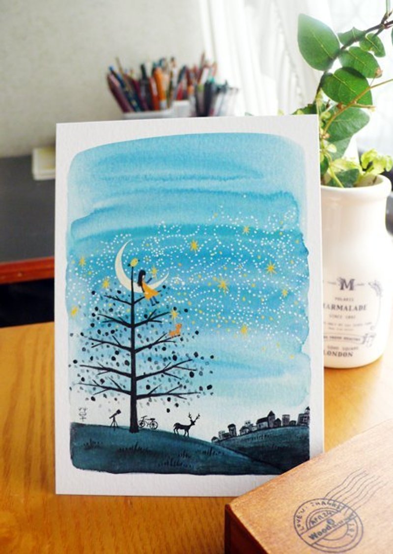 Summer Sky/Starry Night Postcard - การ์ด/โปสการ์ด - กระดาษ สีน้ำเงิน
