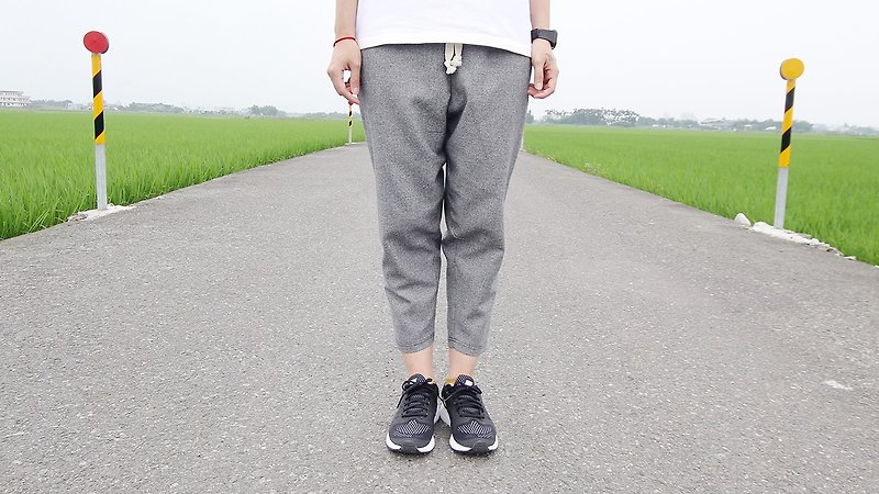 "H-ZOO" wide at the narrow gray Western-style texture Drawstring Pants - (only S) - Women's Pants - Other Materials Gray