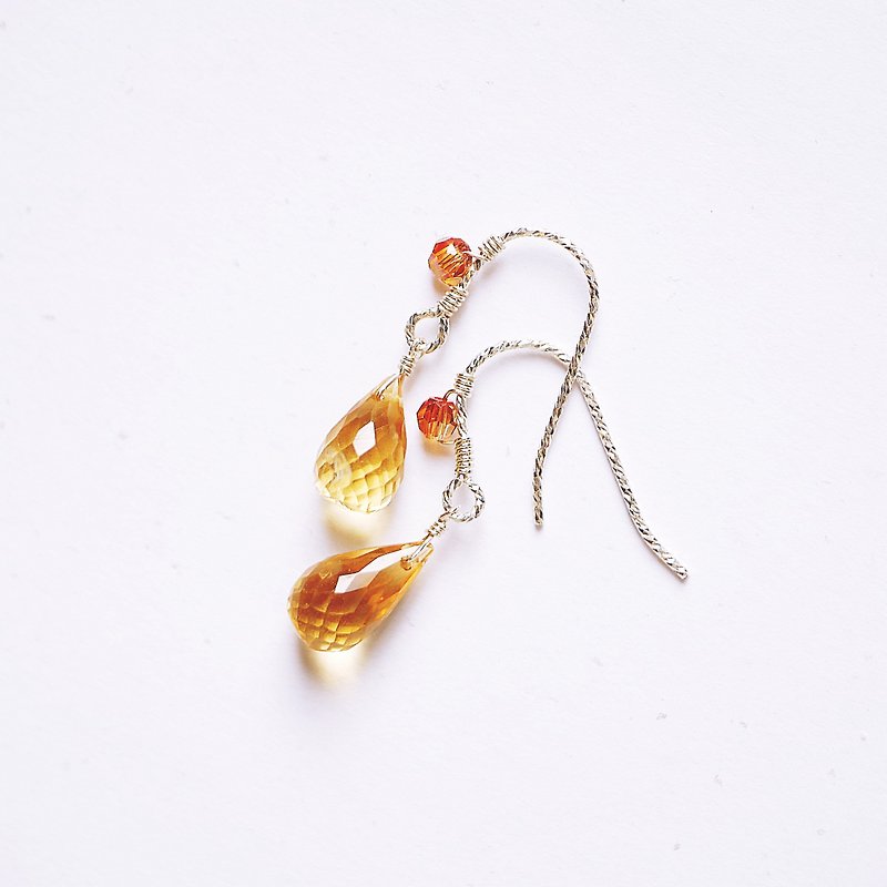 Gathering Citrine Natural Gemstone Pure Earrings Wild Customized Light Jewelry 925 Sterling Silver - Earrings & Clip-ons - Gemstone Yellow