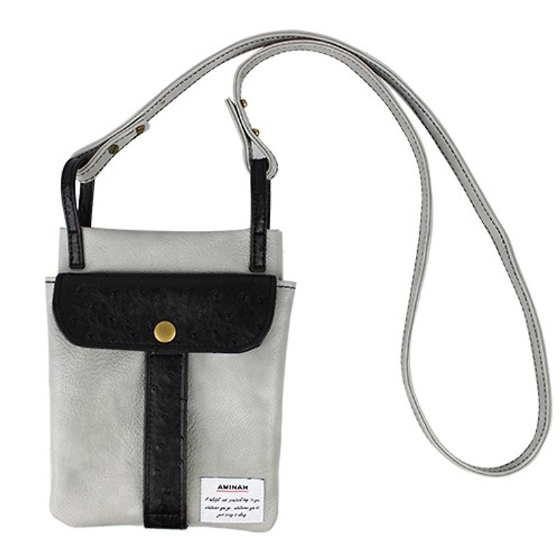 AMINAH-Gray casual dual-use bag [am-0276] - Messenger Bags & Sling Bags - Faux Leather Gray