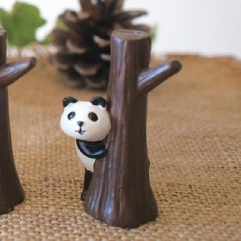 木陰のカードスタンド「PANDA」療癒係 QQ熊貓抱樹便條夾 - 貼紙 - 其他材質 白色