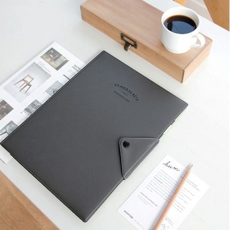 Dessin x Iconic- letter Pro Leather Portfolio - gentleman gray, ICO81715 - Folders & Binders - Genuine Leather Gray