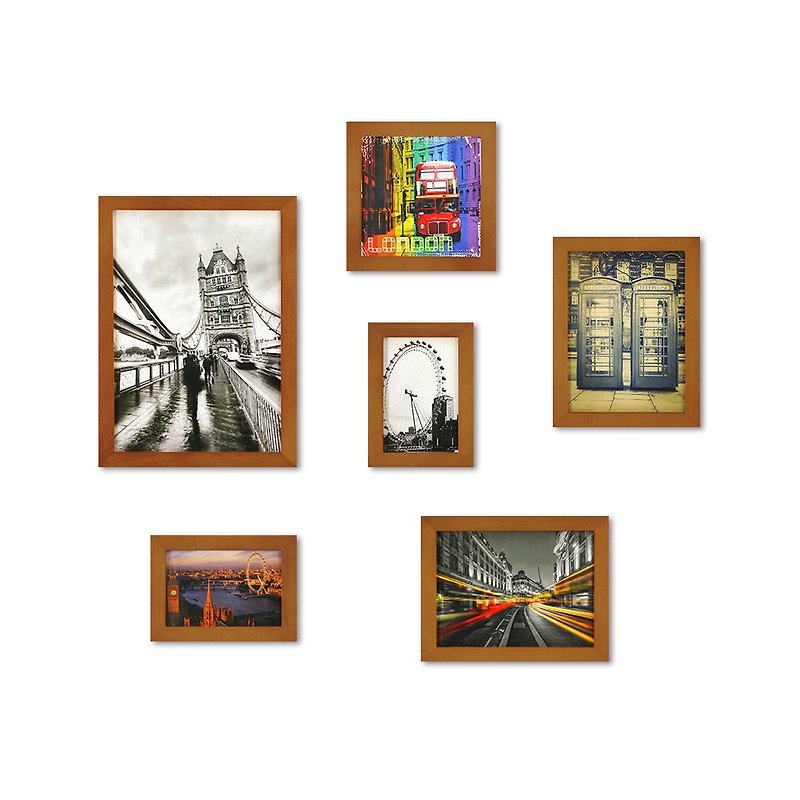 北歐簡約相框 柚木色6入組合 工業風 LOFT 裝飾布置 畫框 照片牆 - 畫框/相架  - 木頭 咖啡色