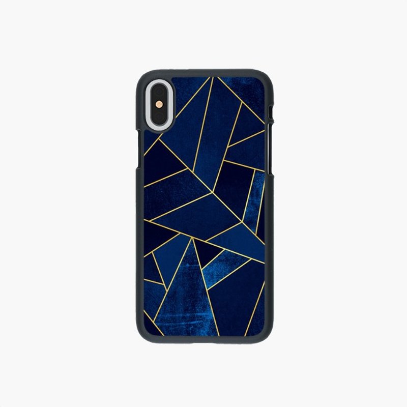 Phone Case - 手機殼 - Blue Stone / Gold Lines - 手機殼/手機套 - 塑膠 藍色
