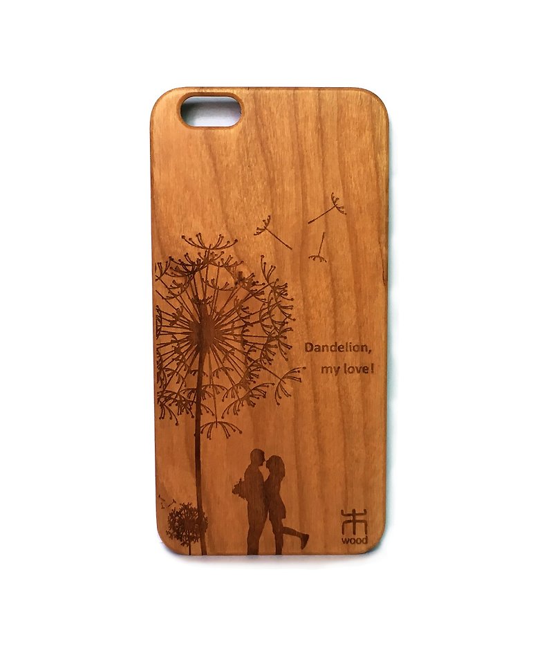 Customize wooden iPhone and Samsung case, personalized gift, dandelion LOVER - เคส/ซองมือถือ - ไม้ 