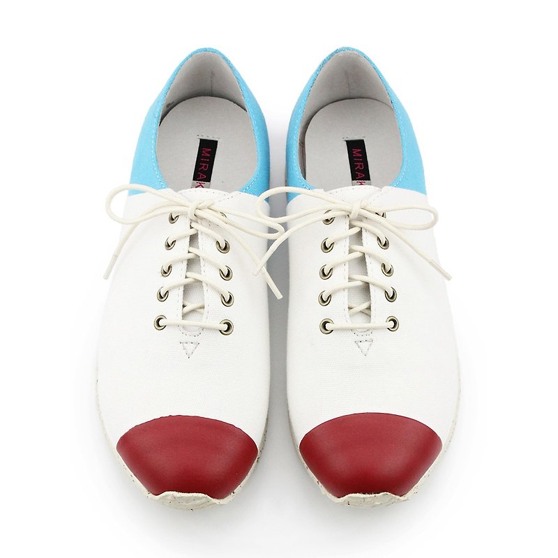 Marathon W1052 White - รองเท้าลำลองผู้หญิง - ผ้าฝ้าย/ผ้าลินิน ขาว