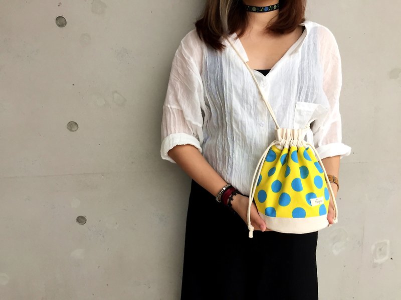 Dots and dots / American Cotton print / Shoulder bag  crossbodies  bucket bag - Messenger Bags & Sling Bags - Cotton & Hemp 