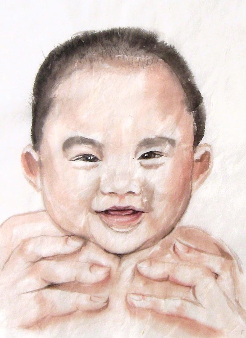 孩子成長記錄肖像畫-赤子心之寶寶的晴雨表--A4畫心 - 似顏繪/人像畫 - 紙 多色