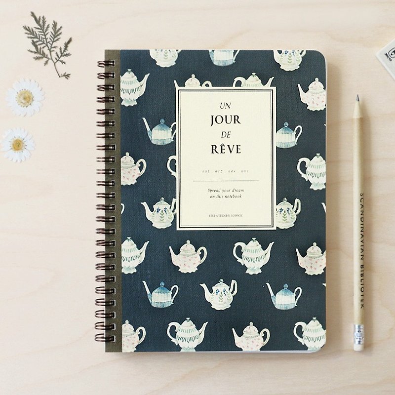 Dessin x Iconic- ring on May Day Spring Chi notebook - Tea Time, ICO82538 - Notebooks & Journals - Paper Blue