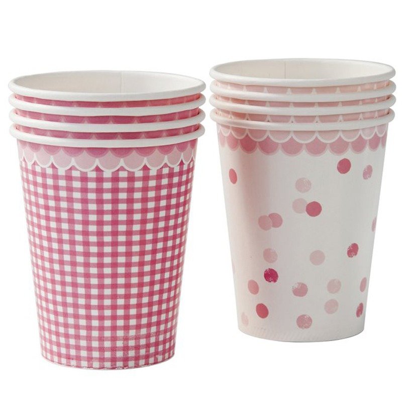 Pink and tender feelings paper cups UK Talking Tables party supplies - Teapots & Teacups - Paper Pink