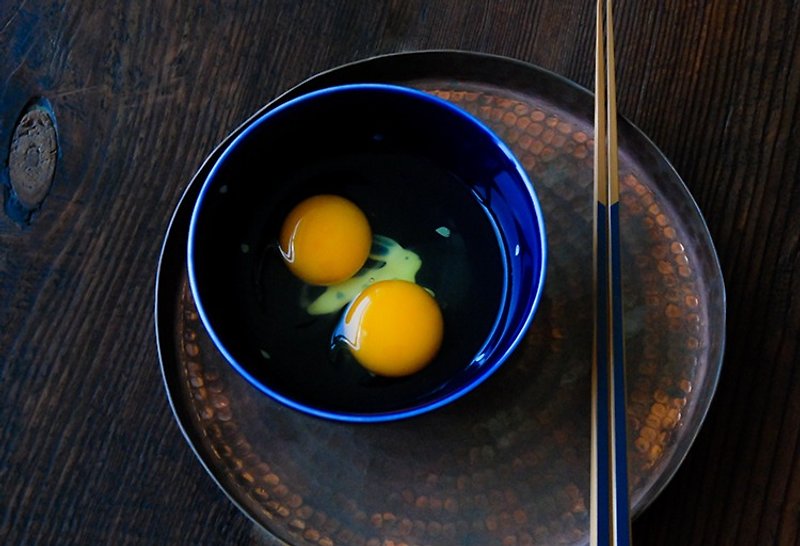 Three shallow ceramic | original design Ji blue rabbit rice bowl rice bowl cherry couple creative birthday wedding gift tableware - Bowls - Porcelain Multicolor