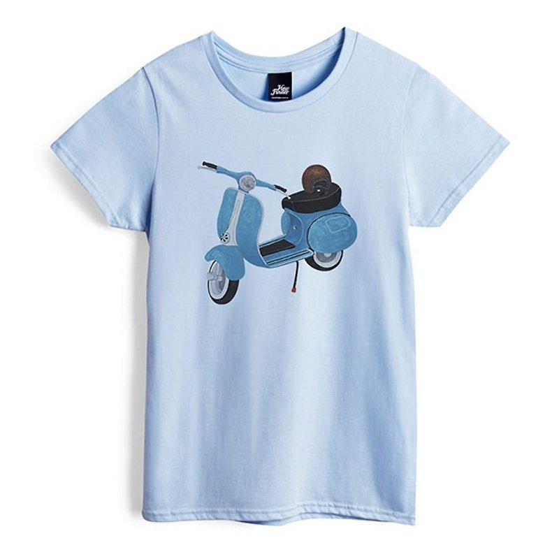 おじいちゃんのオウパオマイ-ウォーターブルー-レディースTシャツ - Tシャツ - コットン・麻 ブルー