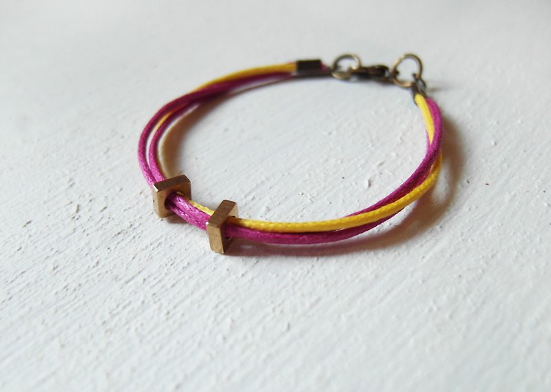 Square ring / bracelet Bronze hand - Bracelets - Other Metals Gold
