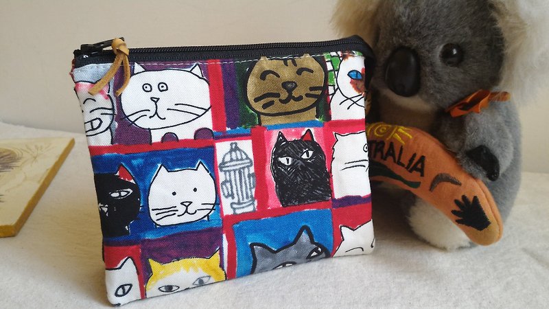 手繪貓咪五層包-給媽媽實用的小包 母親節禮物 - 零錢包/小錢包 - 其他材質 