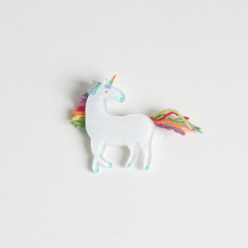 [Forest] horned unicorn brooch (look back) - Brooches - Acrylic 
