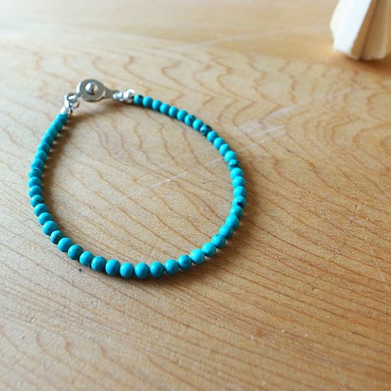☽ Qixi hand-made ☽ [07151] Temperament 3mm blue green turquoise bracelet - Metalsmithing/Accessories - Other Materials Green