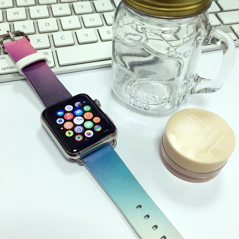 Apple Watch Series 1 , Series 2, Series 3 - Multi colour red Watch Strap Band for Apple Watch / Apple Watch Sport - 38 mm / 42 mm avilable - สายนาฬิกา - หนังแท้ 