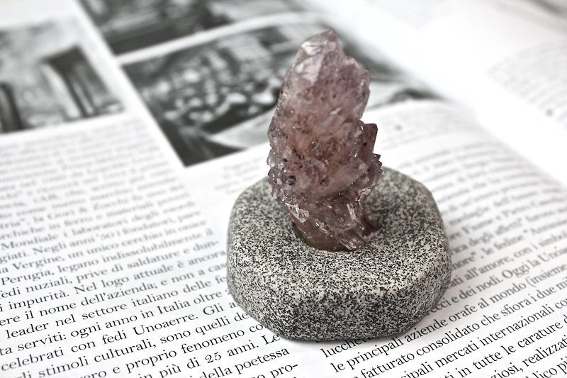 Stone planted SHIZAI Brazilian cactus amethyst base - Items for Display - Gemstone Purple