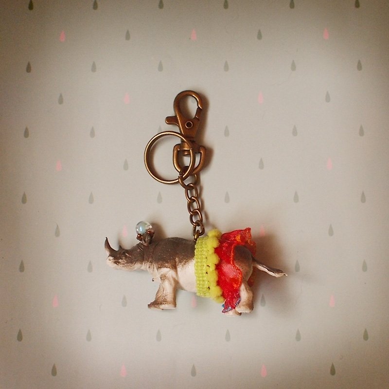 Zoo | Rhino Animal Keyring/Ornament - Keychains - Plastic 