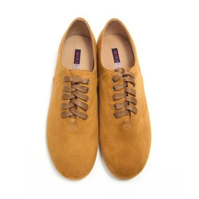 Two Tone Lace-up Shoes M1105A LandYellow - รองเท้าลำลองผู้หญิง - ผ้าฝ้าย/ผ้าลินิน สีส้ม