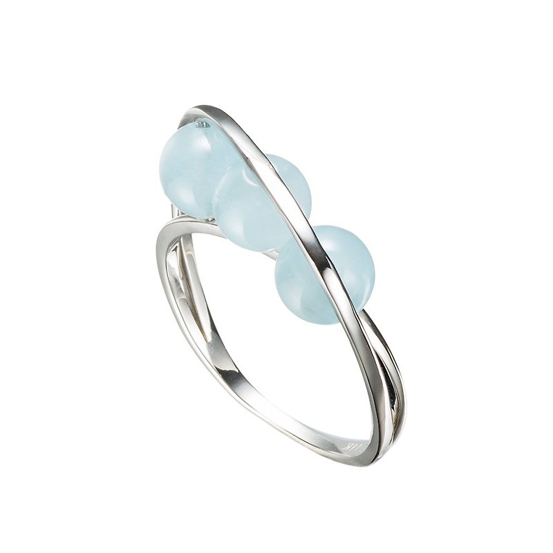 Aquamarine Engagement Ring, Blue Stone White Gold Ring, March Birthstone Ring - แหวนทั่วไป - เครื่องประดับ สีน้ำเงิน
