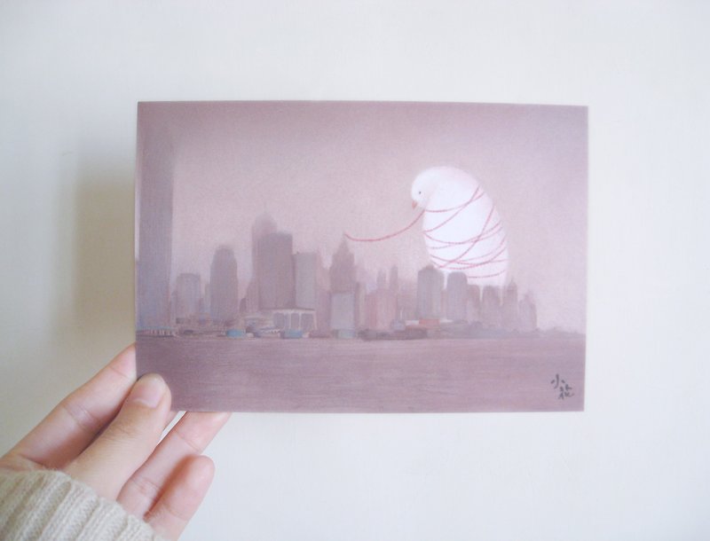 White free bird illustration card postcard - การ์ด/โปสการ์ด - กระดาษ สึชมพู