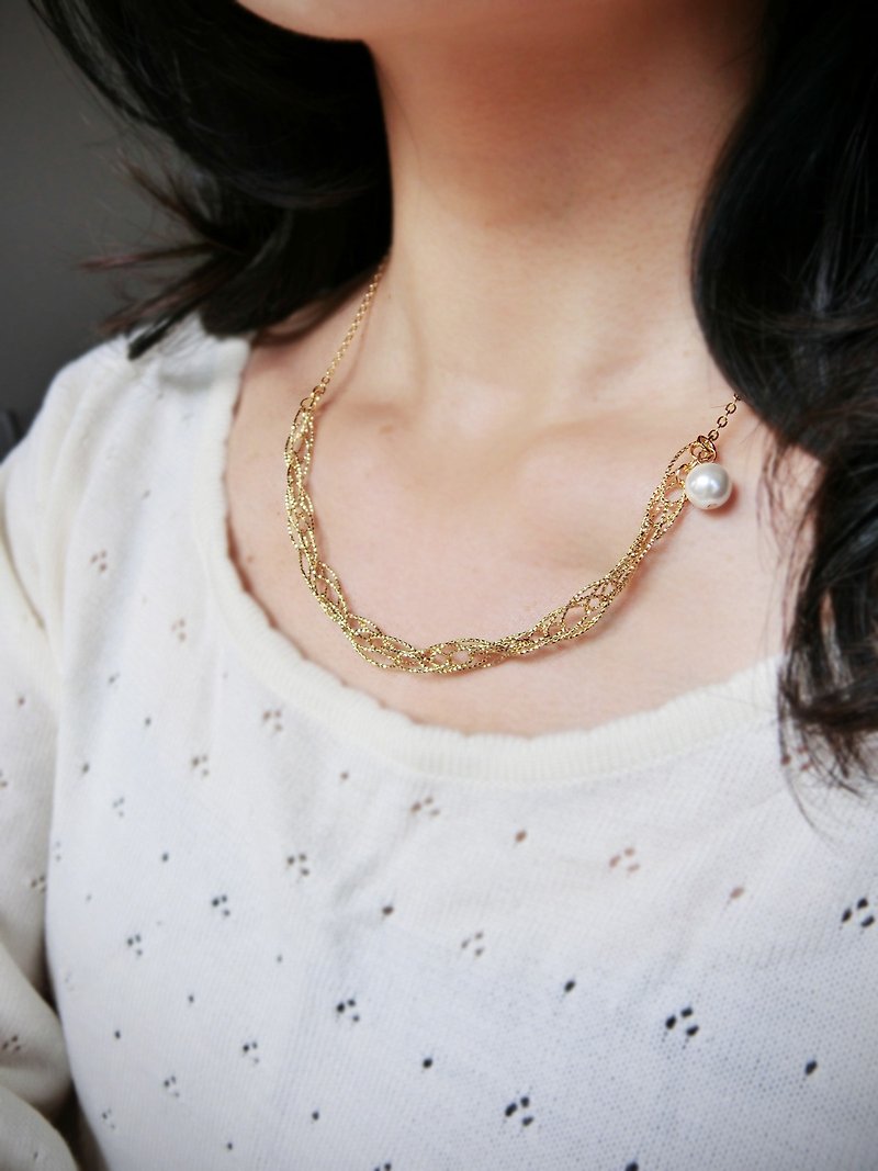 【Light Dinner】Pearl Necklace/Bracelet/Valentine's Day Gift/Bridesmaid - สร้อยคอ - ไข่มุก สีทอง