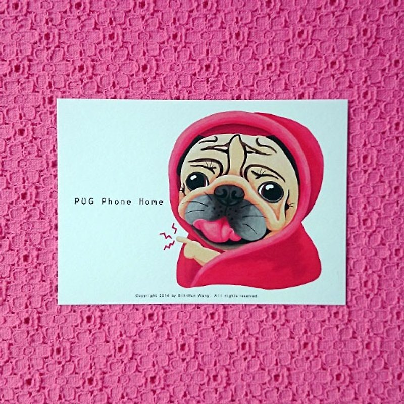 Postcard-PUG Phone Home - การ์ด/โปสการ์ด - กระดาษ ขาว