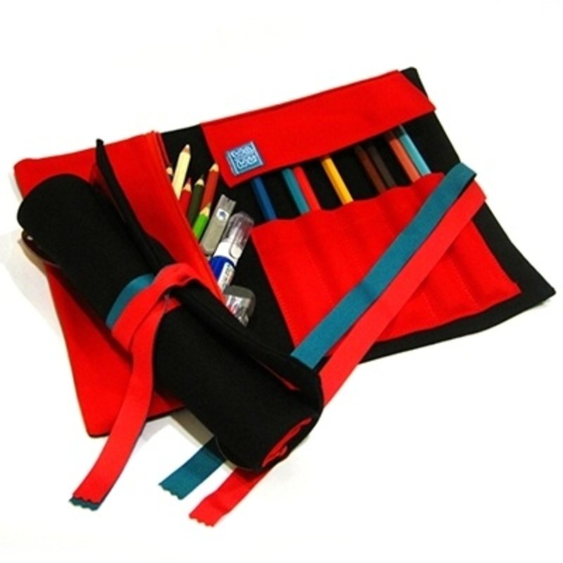 WaWu 筆捲, 捲軸式筆袋, 工具袋, 餐具袋 (黑色帆布) - 鉛筆盒/筆袋 - 其他材質 黑色